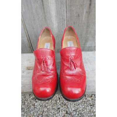 Pre-owned Sartore Patent Leather Flats In Red