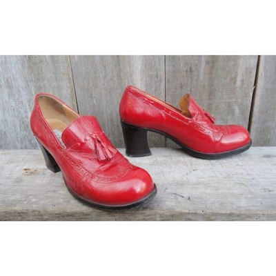 Pre-owned Sartore Patent Leather Flats In Red