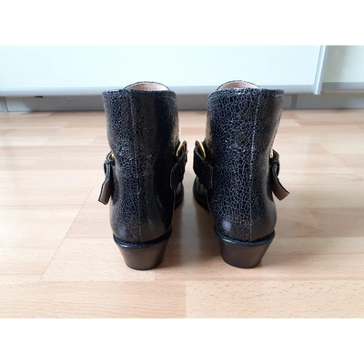 Pre-owned Moschino Leather Western Boots In Black