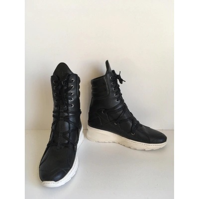 Pre-owned Filling Pieces Black Leather Trainers