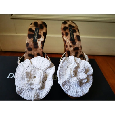 Pre-owned Dolce & Gabbana White Cloth Mules & Clogs