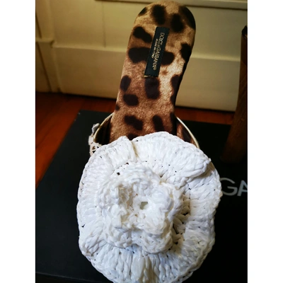 Pre-owned Dolce & Gabbana White Cloth Mules & Clogs