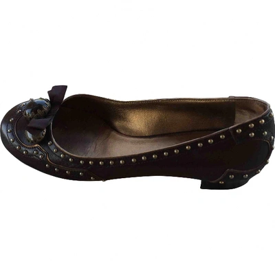 Pre-owned Miu Miu Leather Ballet Flats In Brown