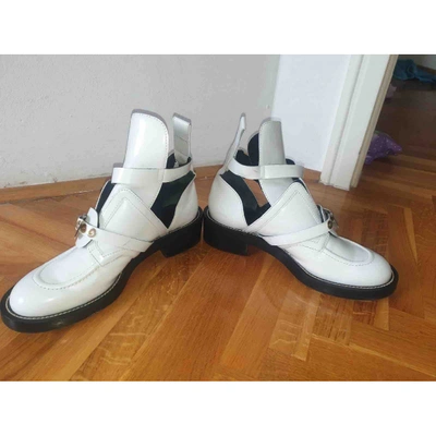 Pre-owned Balenciaga Ceinture White Leather Ankle Boots