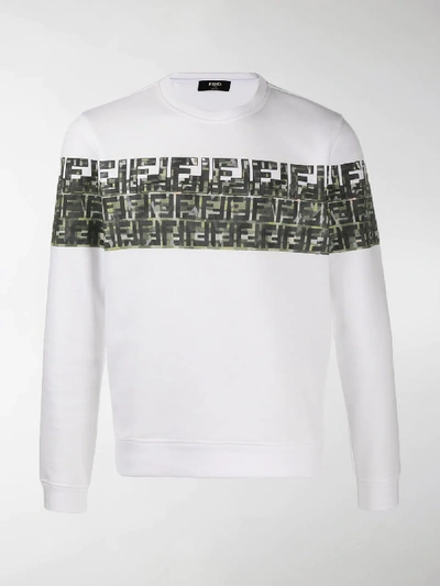 Shop Fendi Ff Camouflage Print Sweatshirt In White