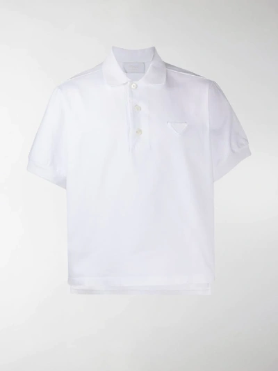 Shop Prada Oversized Knitted Polo Shirt In White