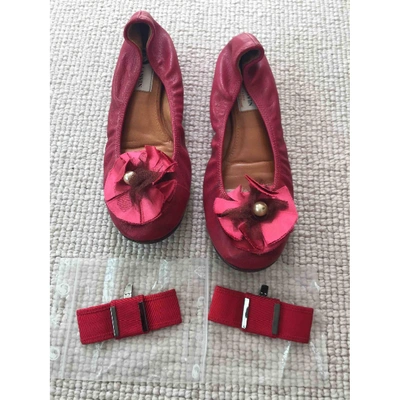 Pre-owned Lanvin Leather Ballet Flats In Pink