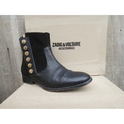 Pre-owned Zadig & Voltaire Leather Ankle Boots In Black