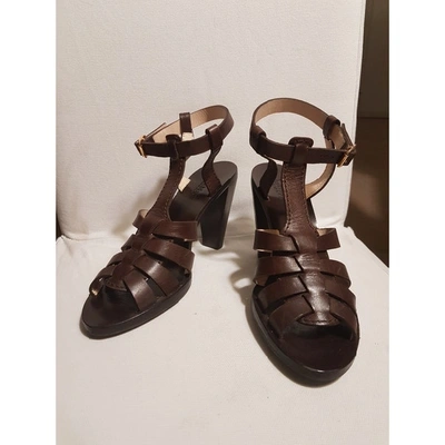 Pre-owned Max Mara Atelier Leather Sandals In Brown