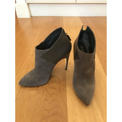 Pre-owned Sergio Rossi Leather Ankle Boots In Grey