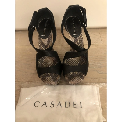 Pre-owned Casadei Leather Sandals In Black