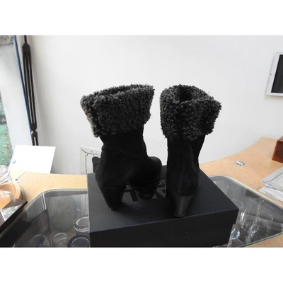 Pre-owned American Retro Black Suede Ankle Boots