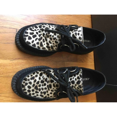Pre-owned Underground Pony-style Calfskin Lace Ups In Black
