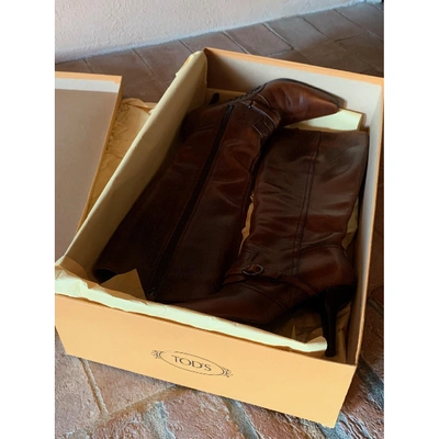 Pre-owned Tod's Leather Boots In Brown