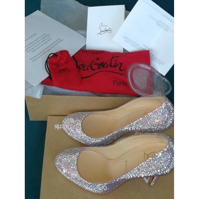 Pre-owned Christian Louboutin Fifi  Silver Suede Heels