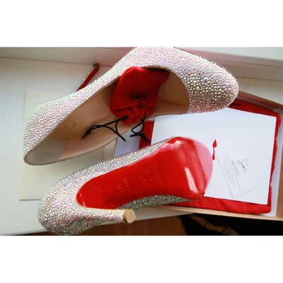 Pre-owned Christian Louboutin Fifi  Silver Suede Heels