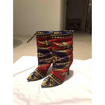 Pre-owned Versace Multicolour Velvet Ankle Boots