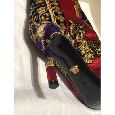 Pre-owned Versace Multicolour Velvet Ankle Boots