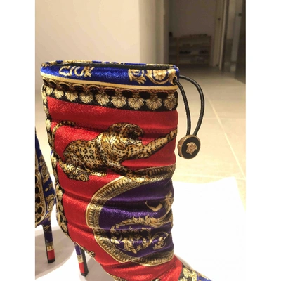Pre-owned Versace Multicolour Velvet Ankle Boots