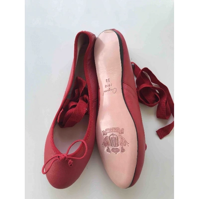 Pre-owned Pretty Ballerinas Red Leather Ballet Flats