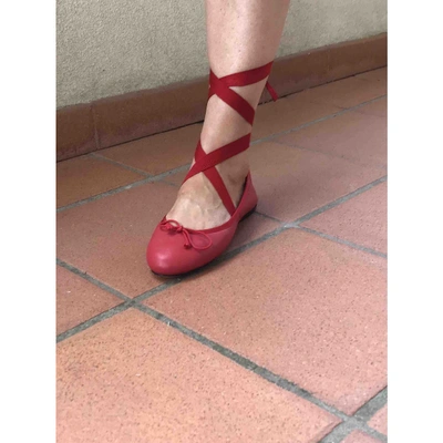 Pre-owned Pretty Ballerinas Red Leather Ballet Flats