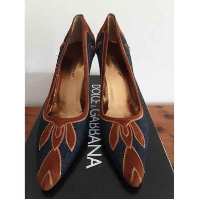 Pre-owned Dolce & Gabbana Cloth Heels In Blue