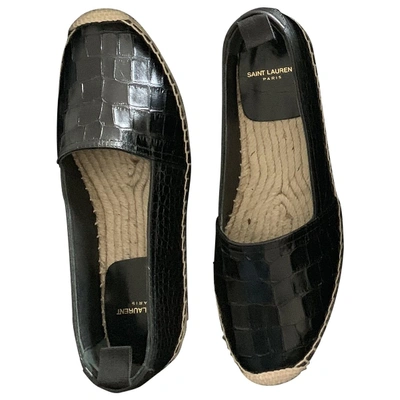 Pre-owned Saint Laurent Black Crocodile Espadrilles