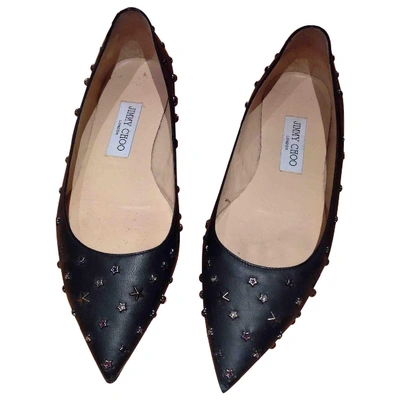 Pre-owned Jimmy Choo Leather Ballet Flats In Black