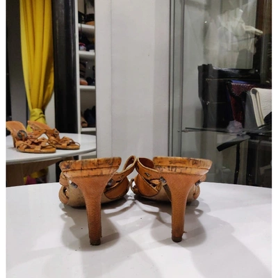 Pre-owned Dior Leather Mules In Brown