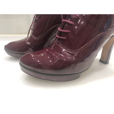 REPETTO Pre-owned Patent Leather Lace Up Boots In Burgundy