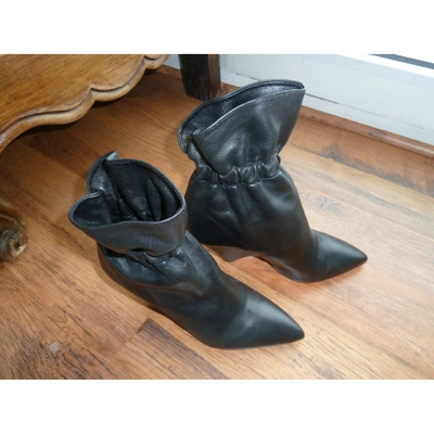 Pre-owned Isabel Marant Lileas Black Leather Ankle Boots