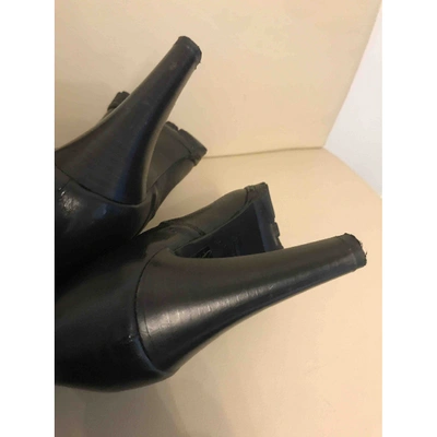 Pre-owned Moschino Leather Ankle Boots In Black