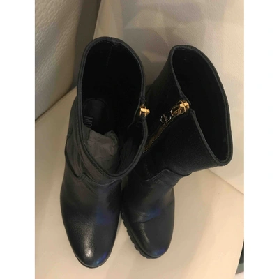 Pre-owned Moschino Leather Ankle Boots In Black