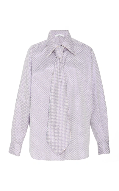Shop Area Women's Cystal-embellished Tie-accented Printed Shirt In Purple