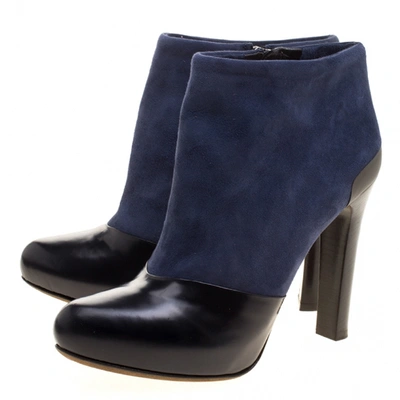 Pre-owned Fendi Navy Suede Ankle Boots