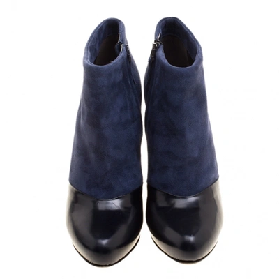 Pre-owned Fendi Navy Suede Ankle Boots