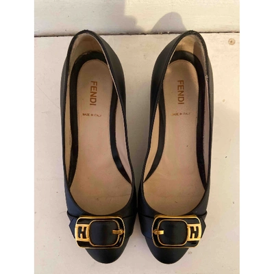 Pre-owned Fendi Leather Heels In Black