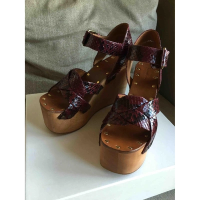 Pre-owned Celine Red Python Mules & Clogs