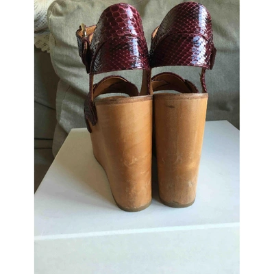 Pre-owned Celine Red Python Mules & Clogs