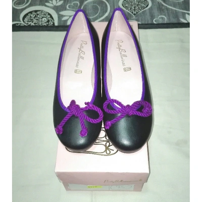 Pre-owned Pretty Ballerinas Leather Ballet Flats In Black