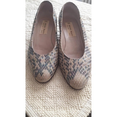 Pre-owned Bruno Magli Metallic Python Heels