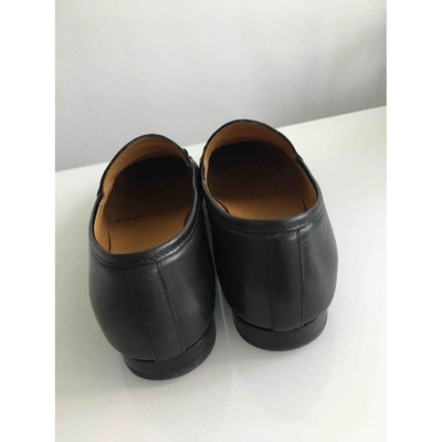 Pre-owned Gucci Jordaan Black Leather Flats