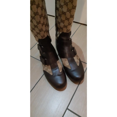 Pre-owned Gucci Cloth Boots In Brown