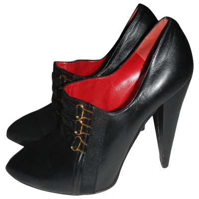 Pre-owned Moschino Leather Ankle Boots In Black