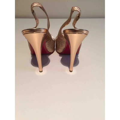 Pre-owned Christian Louboutin Private Number Glitter Heels In Gold