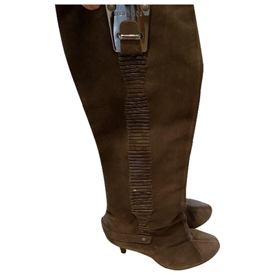 Pre-owned Versace Boots In Khaki
