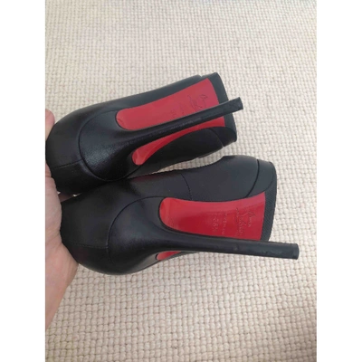 Pre-owned Christian Louboutin Pigalle Plato Leather Heels In Black