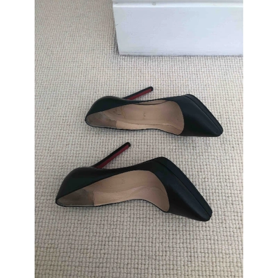 Pre-owned Christian Louboutin Pigalle Plato Leather Heels In Black