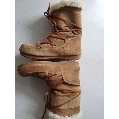 Pre-owned Moon Boot Beige Suede Boots