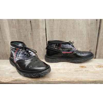 Pre-owned Adieu Leather Lace Up Boots In Black